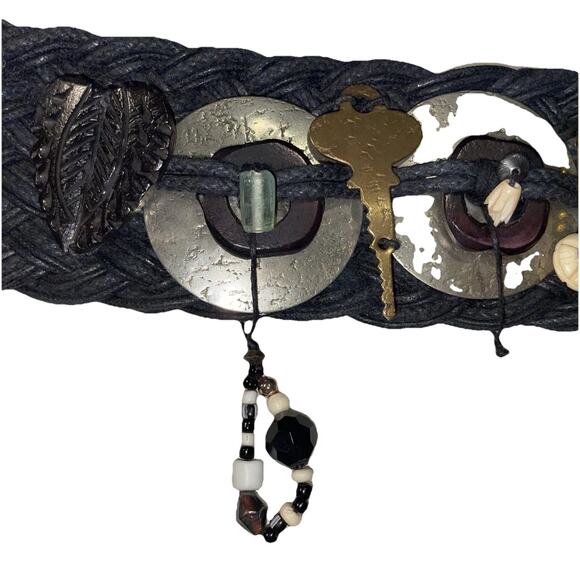 Vintage OOAK Marjorie Baer San Fran Artisan Woven Boho Mixed Metal Beaded Belt main image 7